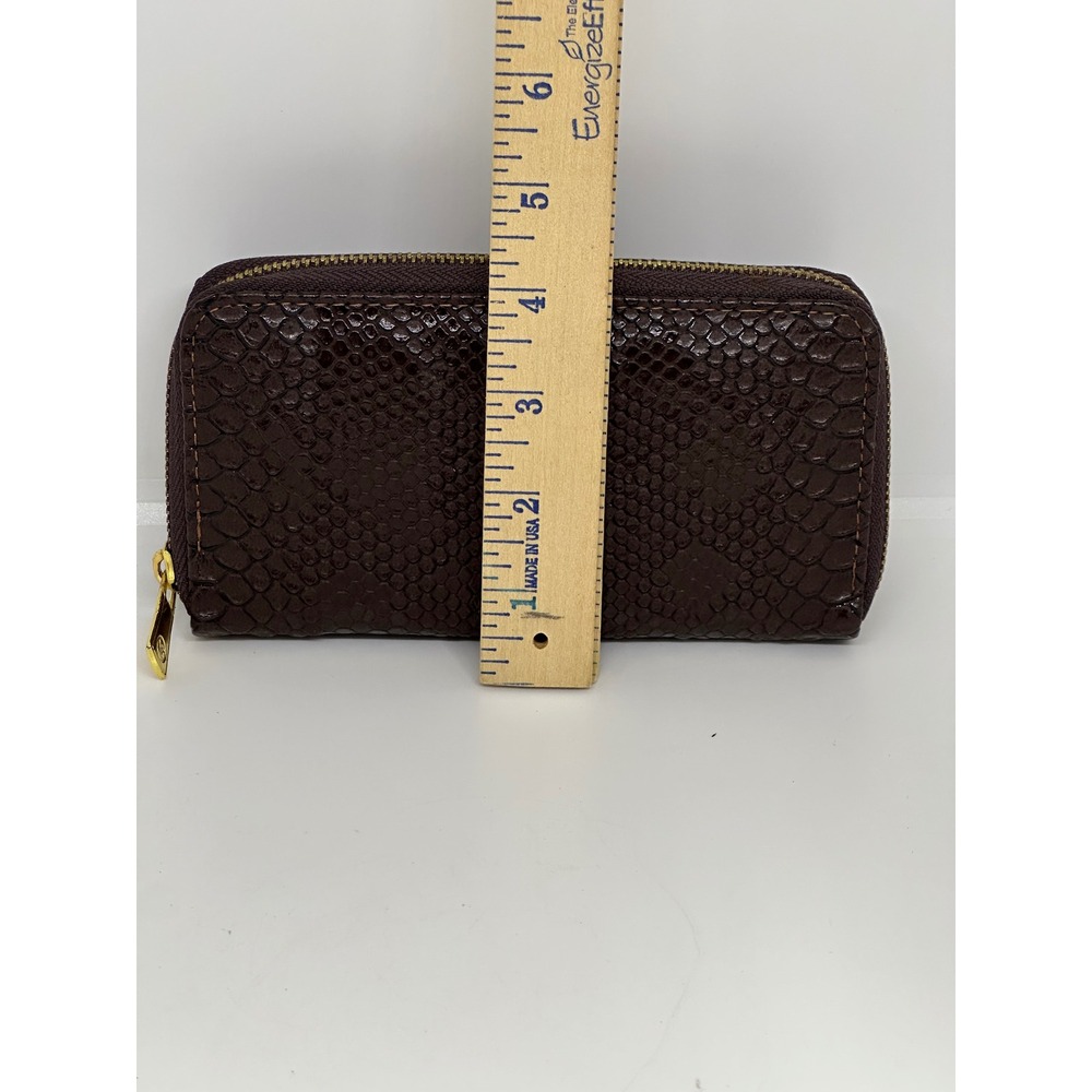 Michael Kors Wallet Brown Snake Embossed Zip Around Continental Clutch Women - Picture 8 of 9